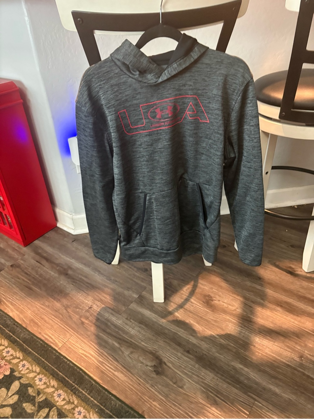 Jordan Men's Charcoal Hoodie with Red Logo